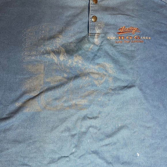 Vintage Made USA Harley Davidson Mens Long Sleeve Henley Shirt Blue HOG 3XL - Picture 4 of 16